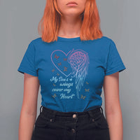 Suicide Prevention Awareness T Shirt For Women My Son's Wings Cover My Heart Butterfly - Wonder Print Shop