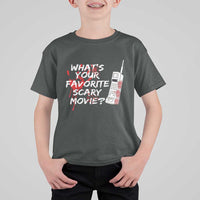 Funny Whats Your Favorite Scary Movie T Shirt For Kid Halloween Horror Film Lover - Wonder Print Shop