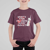 Funny Whats Your Favorite Scary Movie T Shirt For Kid Halloween Horror Film Lover - Wonder Print Shop