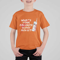 Funny Whats Your Favorite Scary Movie T Shirt For Kid Halloween Horror Film Lover - Wonder Print Shop