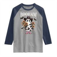 Funny Boohaw Halloween Western Cowboy Ghost Raglan Shirt - Wonder Print Shop