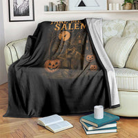 Take Me To Salem Throw Blanket Halloween Witch Salem Trip Black Cat Spooky Season - Wonder Print Shop