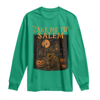Take Me To Salem Long Sleeve Shirt Halloween Witch Salem Trip Black Cat Spooky Season - Wonder Print Shop