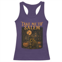 Take Me To Salem Racerback Tank Top Halloween Witch Salem Trip Black Cat Spooky Season - Wonder Print Shop