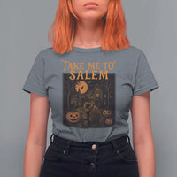 Take Me To Salem T Shirt For Women Halloween Witch Salem Trip Black Cat Spooky Season - Wonder Print Shop