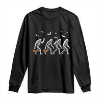 Funny Halloween Bigfoot Long Sleeve Shirt Skeleton Sasquatch Jack O Lantern - Wonder Print Shop
