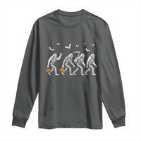 Funny Halloween Bigfoot Long Sleeve Shirt Skeleton Sasquatch Jack O Lantern - Wonder Print Shop