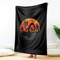 Funny Halloween Cryptid Folklore Bigfoot Alien Mothman Throw Blanket - Wonder Print Shop