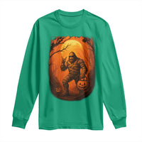 Funny Halloween Bigfoot Scary Spooky Cryptid Sasquatch Long Sleeve Shirt - Wonder Print Shop