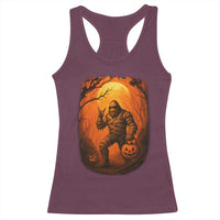 Funny Halloween Bigfoot Scary Spooky Cryptid Sasquatch Racerback Tank Top - Wonder Print Shop