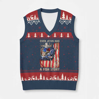 Funny Even Jesus Had A Fish Story V-Neck Knit Sweater Vest Fisherman Christian Fishing - Wonder Print Shop