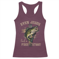 Even Jesus Had A Fish Story Racerback Tank Top Funny Fishermen Christian Cross - Wonder Print Shop