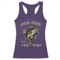 Even Jesus Had A Fish Story Racerback Tank Top Funny Fishermen Christian Cross - Wonder Print Shop