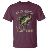 Even Jesus Had A Fish Story T Shirt Funny Fishermen Christian Cross - Wonder Print Shop