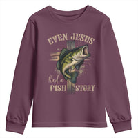 Even Jesus Had A Fish Story Youth Sweatshirt Funny Fishermen Christian Cross - Wonder Print Shop