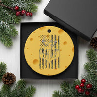Faith Fishing Hunting Camo US Flag Cross With Hook Christian Ceramic Ornament - Wonder Print Shop