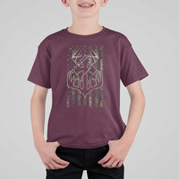 Faith Fishing Hunting Camo US Flag Cross With Hook Christian T Shirt For Kid - Wonder Print Shop