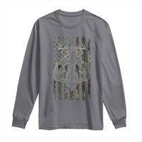 Faith Fishing Hunting Camo US Flag Cross With Hook Christian Long Sleeve Shirt - Wonder Print Shop