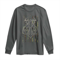 Faith Fishing Hunting Camo US Flag Cross With Hook Christian Long Sleeve Shirt - Wonder Print Shop