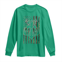 Faith Fishing Hunting Camo US Flag Cross With Hook Christian Long Sleeve Shirt - Wonder Print Shop