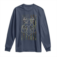 Faith Fishing Hunting Camo US Flag Cross With Hook Christian Long Sleeve Shirt - Wonder Print Shop