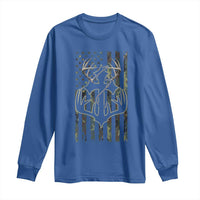 Faith Fishing Hunting Camo US Flag Cross With Hook Christian Long Sleeve Shirt - Wonder Print Shop