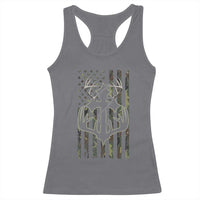 Faith Fishing Hunting Camo US Flag Cross With Hook Christian Racerback Tank Top - Wonder Print Shop