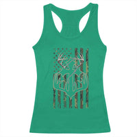 Faith Fishing Hunting Camo US Flag Cross With Hook Christian Racerback Tank Top - Wonder Print Shop