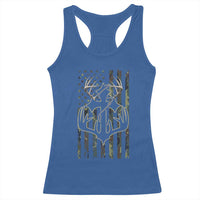 Faith Fishing Hunting Camo US Flag Cross With Hook Christian Racerback Tank Top - Wonder Print Shop