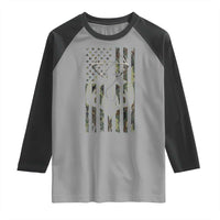 Faith Fishing Hunting Camo US Flag Cross With Hook Christian Raglan Shirt - Wonder Print Shop