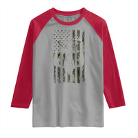 Faith Fishing Hunting Camo US Flag Cross With Hook Christian Raglan Shirt - Wonder Print Shop