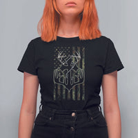 Faith Fishing Hunting Camo US Flag Cross With Hook Christian T Shirt For Women - Wonder Print Shop