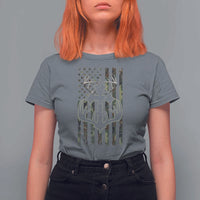 Faith Fishing Hunting Camo US Flag Cross With Hook Christian T Shirt For Women - Wonder Print Shop