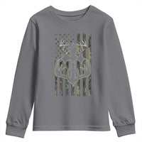 Faith Fishing Hunting Camo US Flag Cross With Hook Christian Youth Sweatshirt - Wonder Print Shop