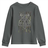 Faith Fishing Hunting Camo US Flag Cross With Hook Christian Youth Sweatshirt - Wonder Print Shop