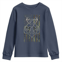 Faith Fishing Hunting Camo US Flag Cross With Hook Christian Youth Sweatshirt - Wonder Print Shop