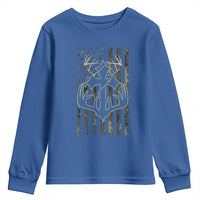 Faith Fishing Hunting Camo US Flag Cross With Hook Christian Youth Sweatshirt - Wonder Print Shop