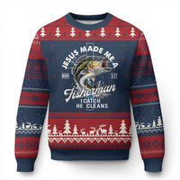 Jesus Made Me A Fisherman I Catch He Cleans Ugly Christmas Sweater Christian Fisher - Wonder Print Shop