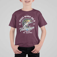 Jesus Made Me A Fisherman I Catch He Cleans T Shirt For Kid Christian Fisher - Wonder Print Shop
