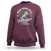Jesus Made Me A Fisherman I Catch He Cleans Sweatshirt Christian Fisher - Wonder Print Shop
