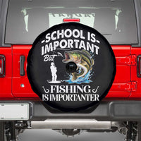 Funny School Is Important But Fishing Is Importanter Spare Tire Cover Fishing Lover - Wonder Print Shop