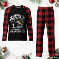 Funny School Is Important But Fishing Is Importanter Plaid Pajama Set Fishing Lover - Wonder Print Shop
