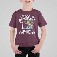 Funny School Is Important But Fishing Is Importanter T Shirt For Kid Fishing Lover - Wonder Print Shop