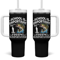 Funny School Is Important But Fishing Is Importanter Tumbler With Handle Fishing Lover - Wonder Print Shop