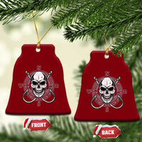 Funny Fishing Lover Ceramic Ornament Pirate Skull Fishing Hook Compass - Wonder Print Shop