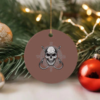 Funny Fishing Lover Ceramic Ornament Pirate Skull Fishing Hook Compass - Wonder Print Shop