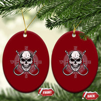 Funny Fishing Lover Ceramic Ornament Pirate Skull Fishing Hook Compass - Wonder Print Shop