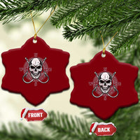 Funny Fishing Lover Ceramic Ornament Pirate Skull Fishing Hook Compass - Wonder Print Shop