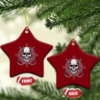 Funny Fishing Lover Ceramic Ornament Pirate Skull Fishing Hook Compass - Wonder Print Shop