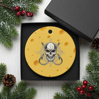 Funny Fishing Lover Ceramic Ornament Pirate Skull Fishing Hook Compass - Wonder Print Shop